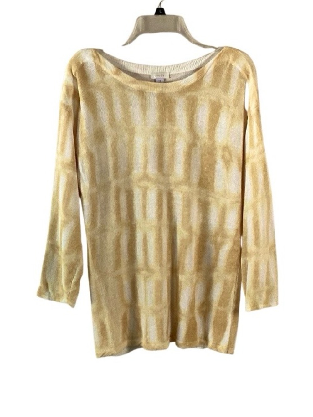 Chico's Long Sleeve Tie-Dye Linen Sweater Yellow XL